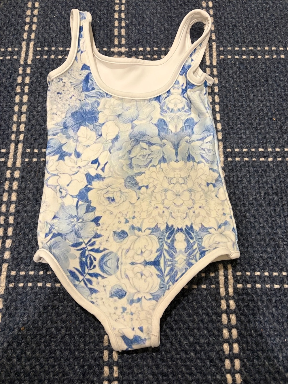 Blue Floral Girls' One-Piece Swimsuit - Unbranded